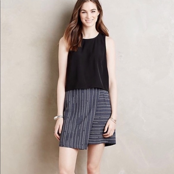 Anthropologie Elevenses Peoria Blue Stripe Skirt Skort Sz 2 - Picture 2 of 6